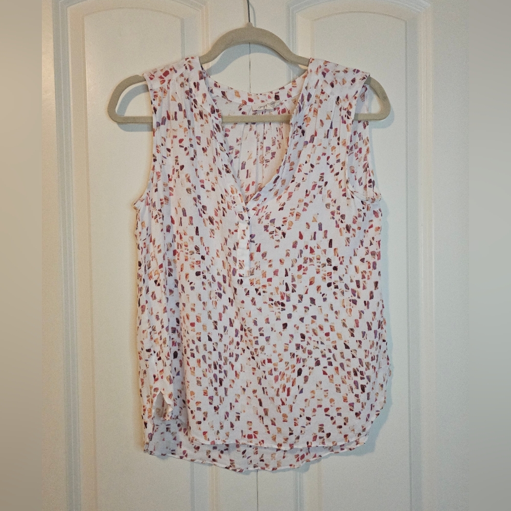 Mystree Womens Sleeveless Blouse Top Semi Sheer Sz M